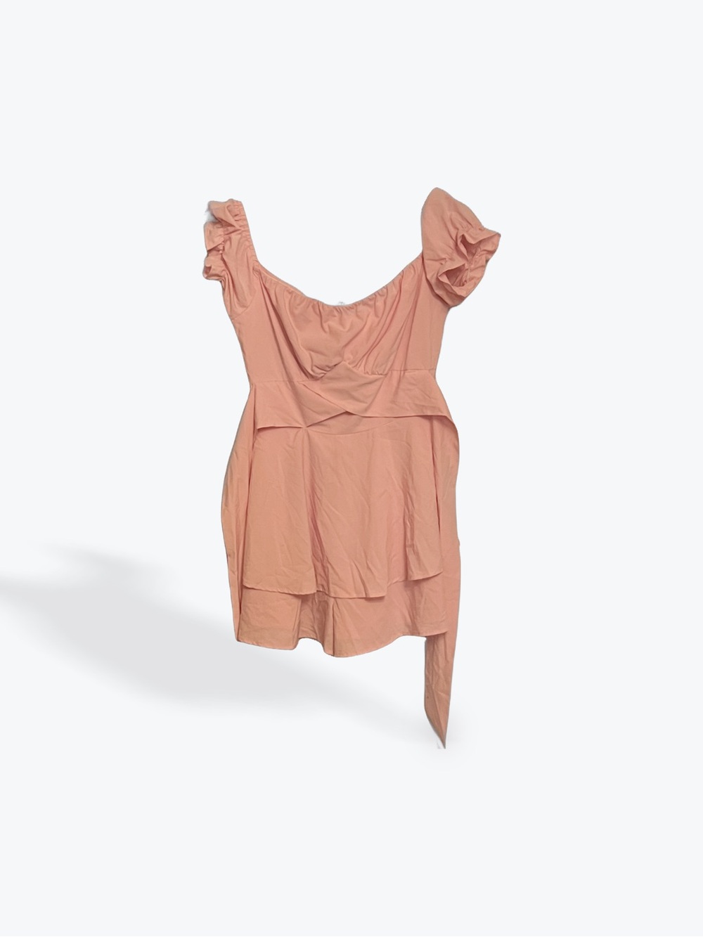 Peach Ruffled Sleeve Mini short dress romper